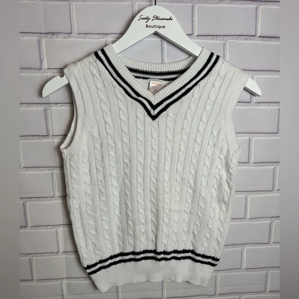 Gymboree Boys Cable Knit Sweater Vest Size 8 - White